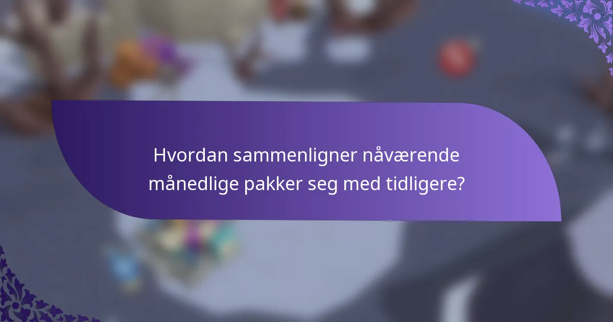 Hvordan sammenligner nåværende månedlige pakker seg med tidligere?